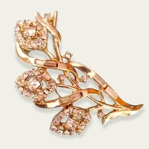Vintage Mid Century 1950s Rhinestone Floral Bouquet Brooch Pin